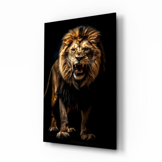 Cinematic Dark Lion Glass Wall Art