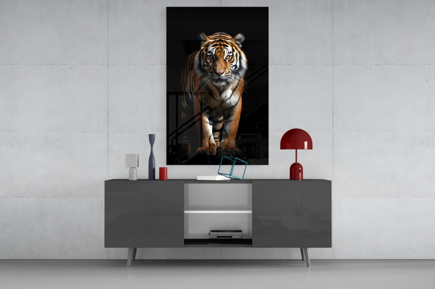 Tiger Glass Wall Art - Cinematic Wildlife Decor