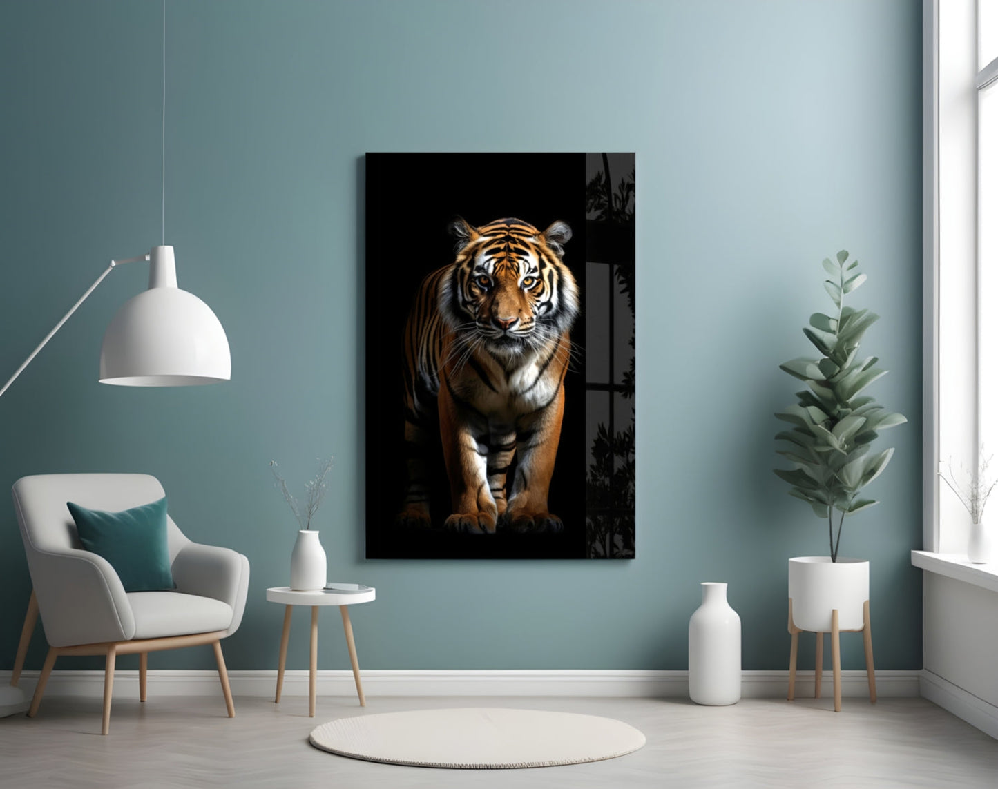 Tiger Glass Wall Art - Cinematic Wildlife Decor