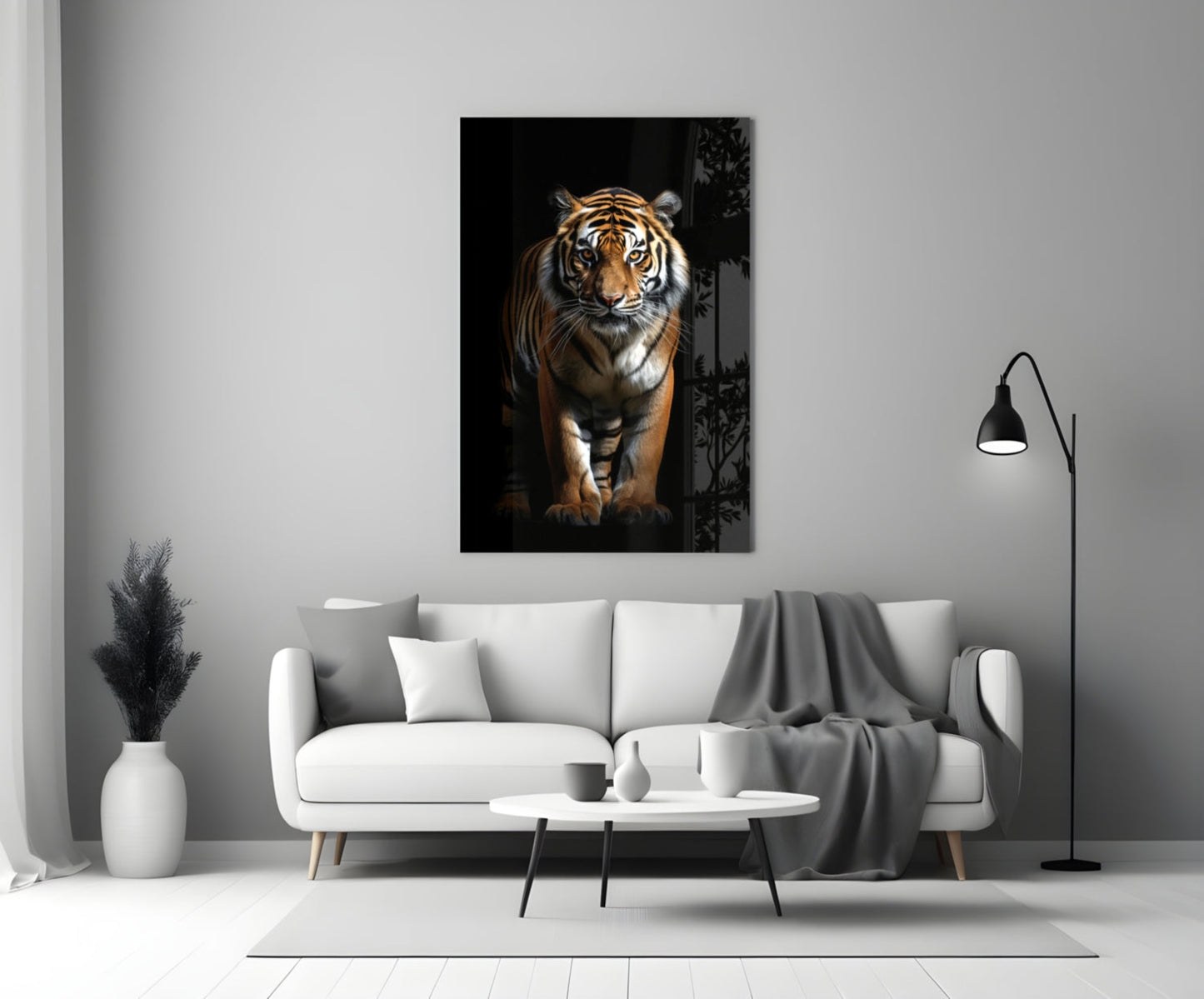 Tiger Glass Wall Art - Cinematic Wildlife Decor
