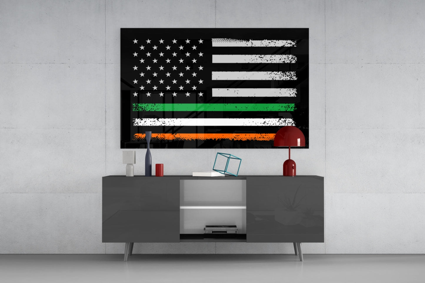 USA Ireland Flag Glass Wall Art