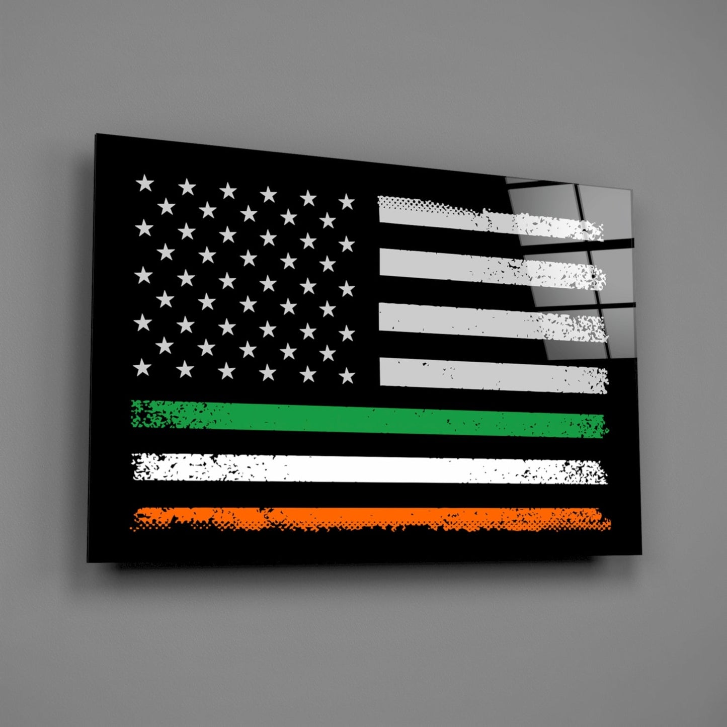 USA Ireland Flag Glass Wall Art