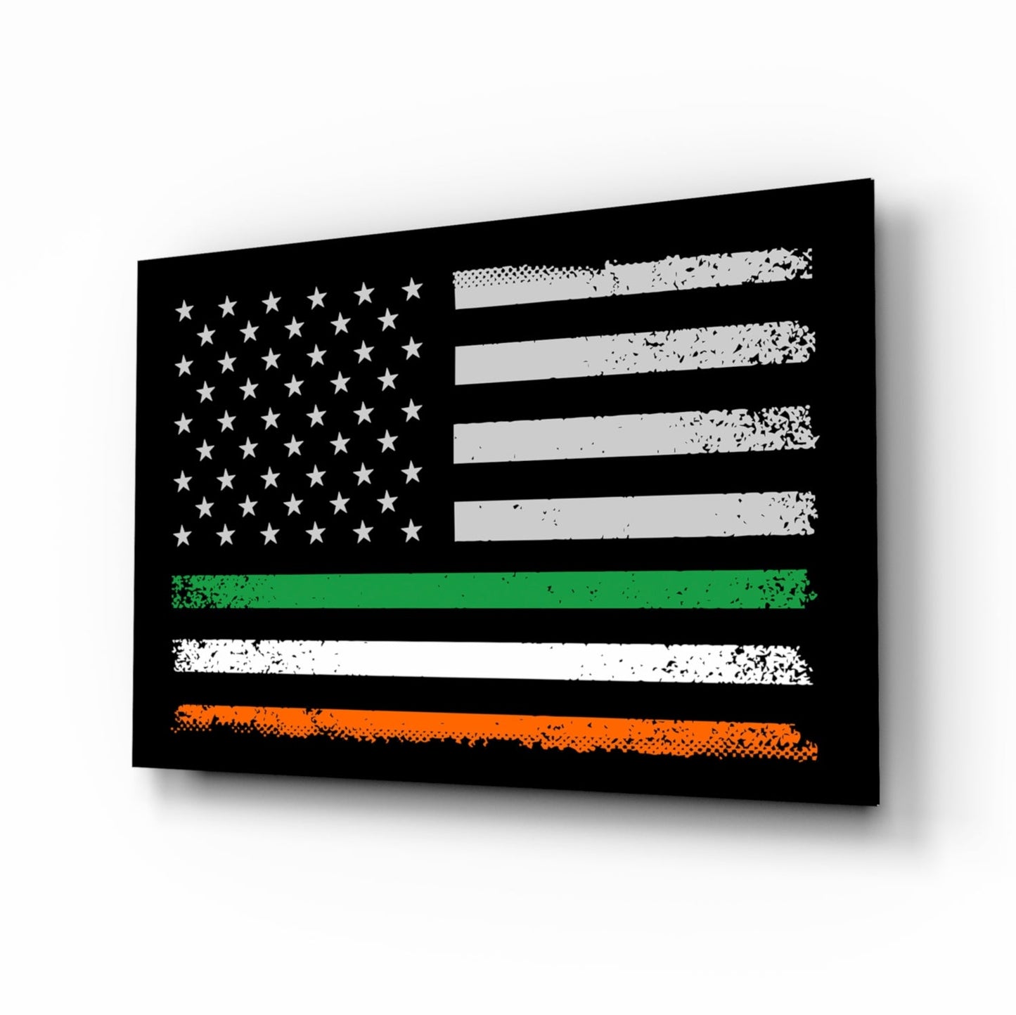 USA Ireland Flag Glass Wall Art