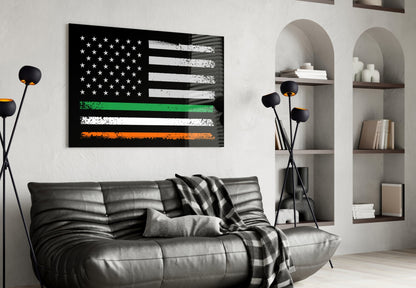 USA Ireland Flag Glass Wall Art