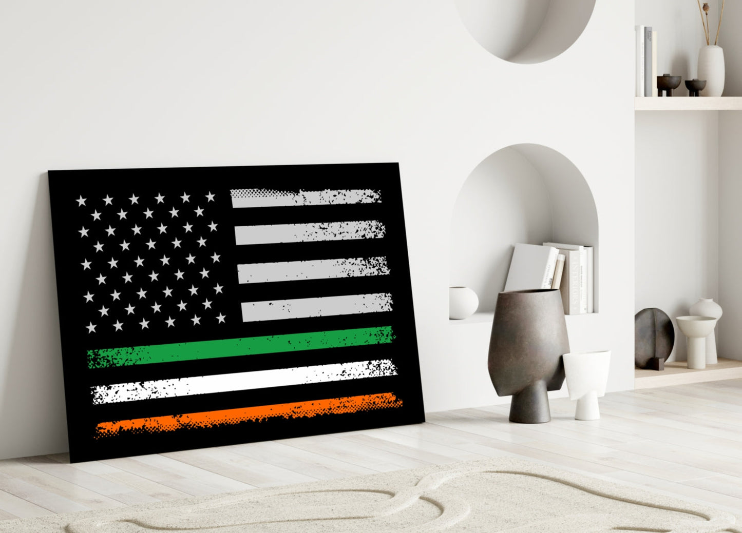 USA Ireland Flag Glass Wall Art