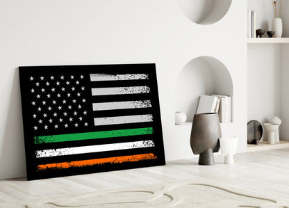 USA Ireland Flag Glass Wall Art