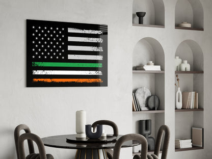 USA Ireland Flag Glass Wall Art