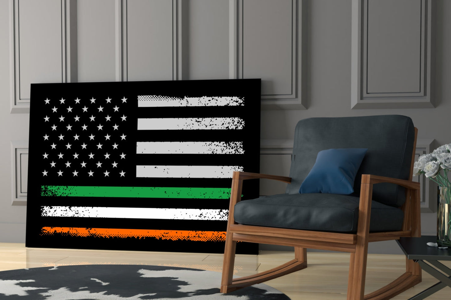 USA Ireland Flag Glass Wall Art