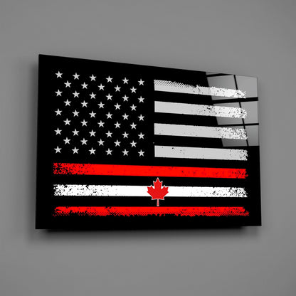 USA Canada Flag Glass Wall Art