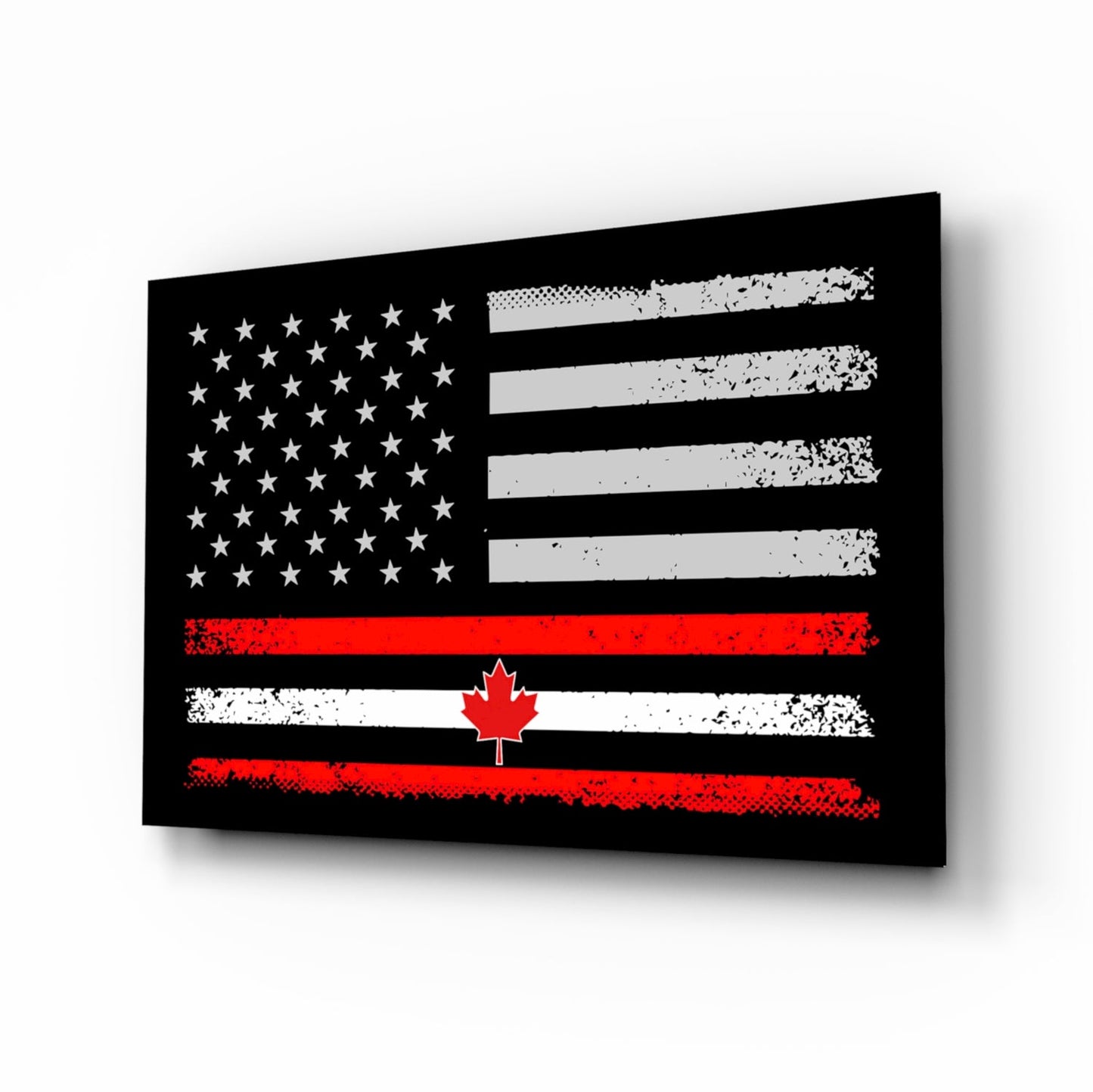 USA Canada Flag Glass Wall Art