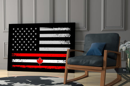 USA Canada Flag Glass Wall Art