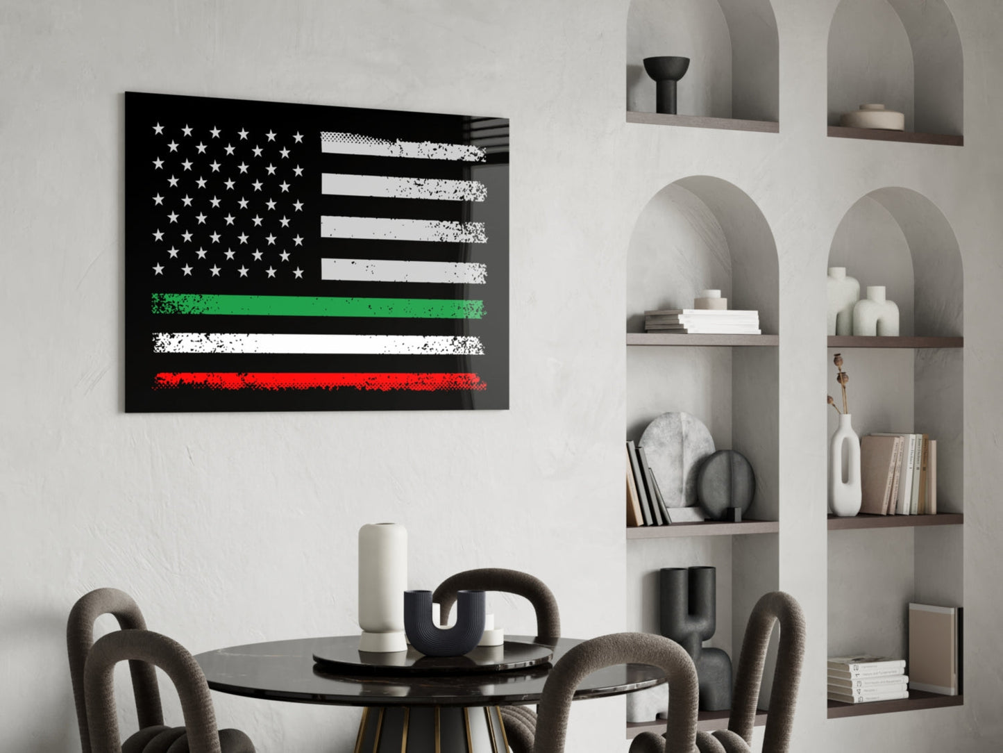 USA-Italia Flag Glass Wall Art