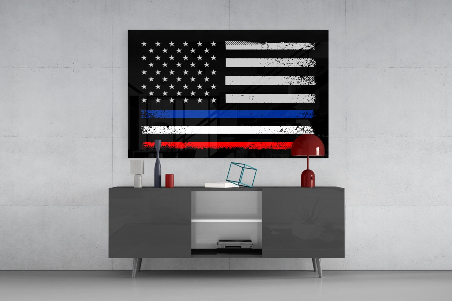 USA France Flag Glass Wall Art