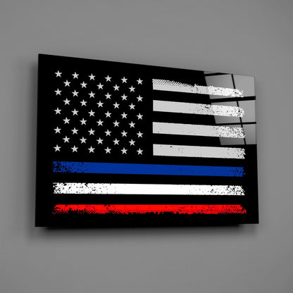 USA France Flag Glass Wall Art