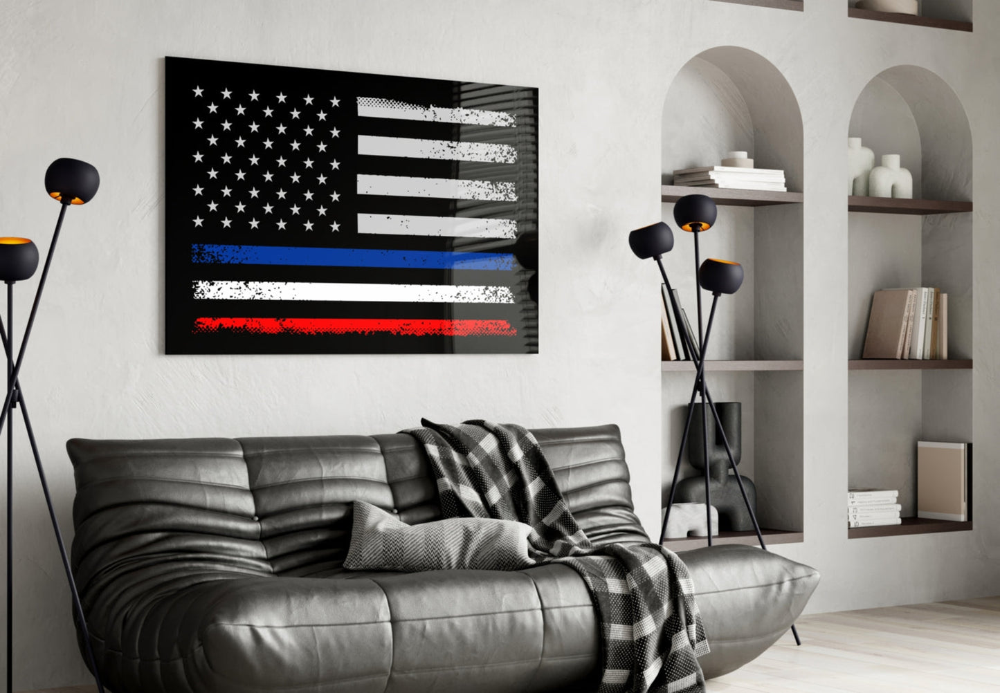 USA France Flag Glass Wall Art