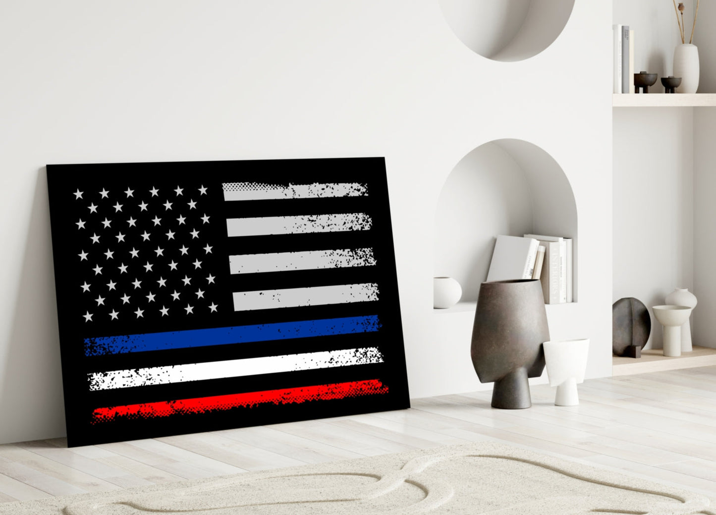 USA France Flag Glass Wall Art