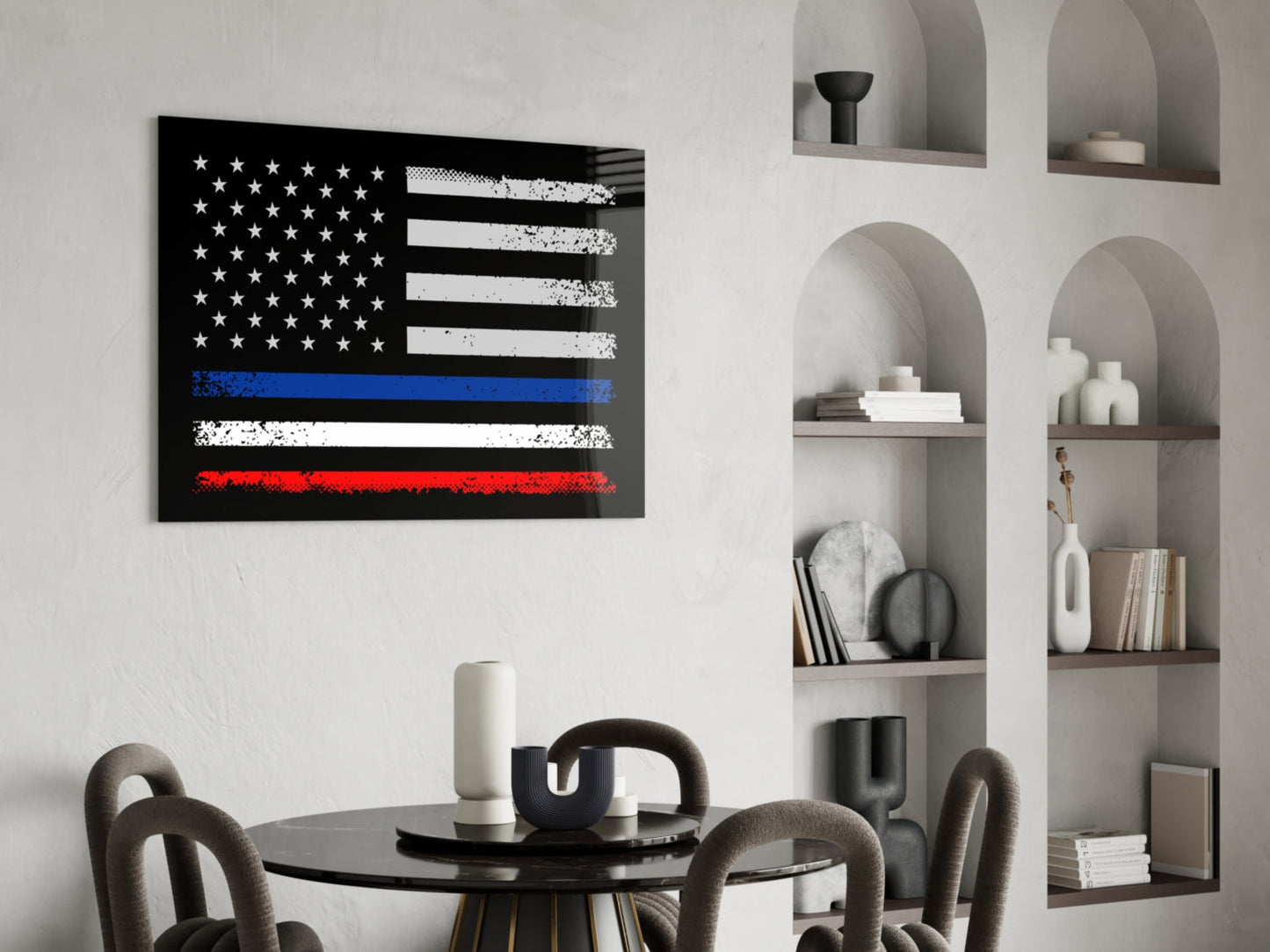 USA France Flag Glass Wall Art