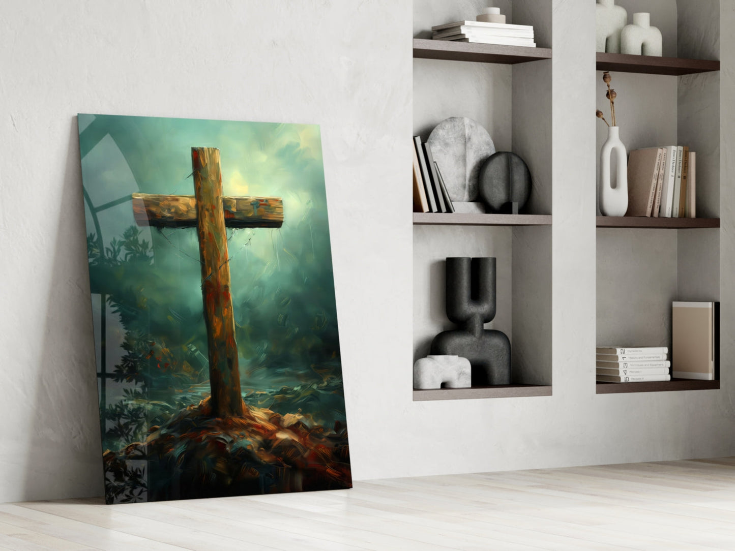 Cross on the Hill Glass Wall Art