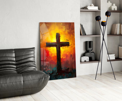 Cross Glass Wall Art