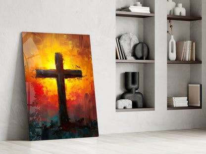 Cross Glass Wall Art
