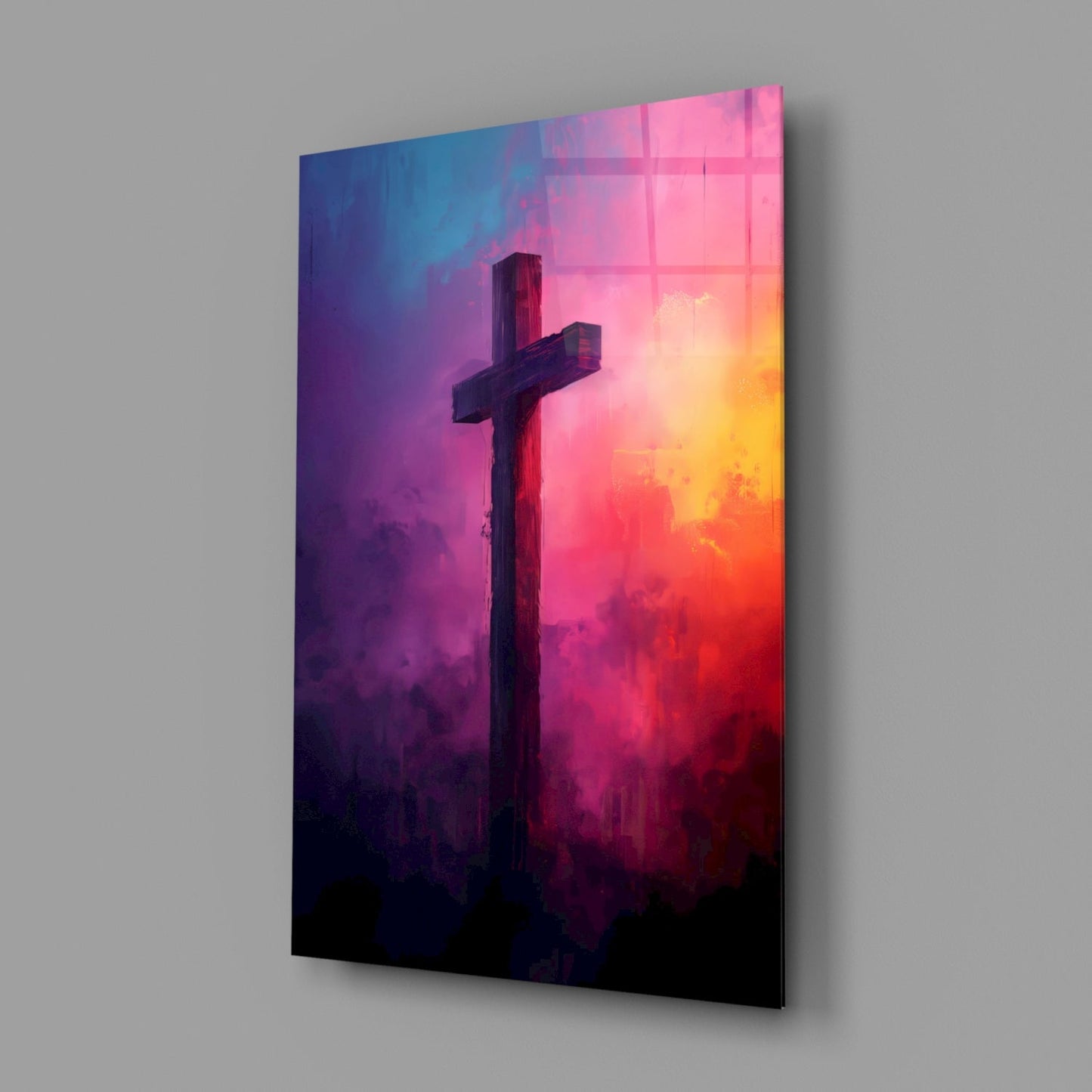 Sunset Cross Glass Wall Art