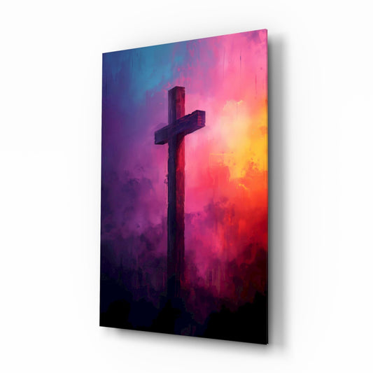 Sunset Cross Glass Wall Art