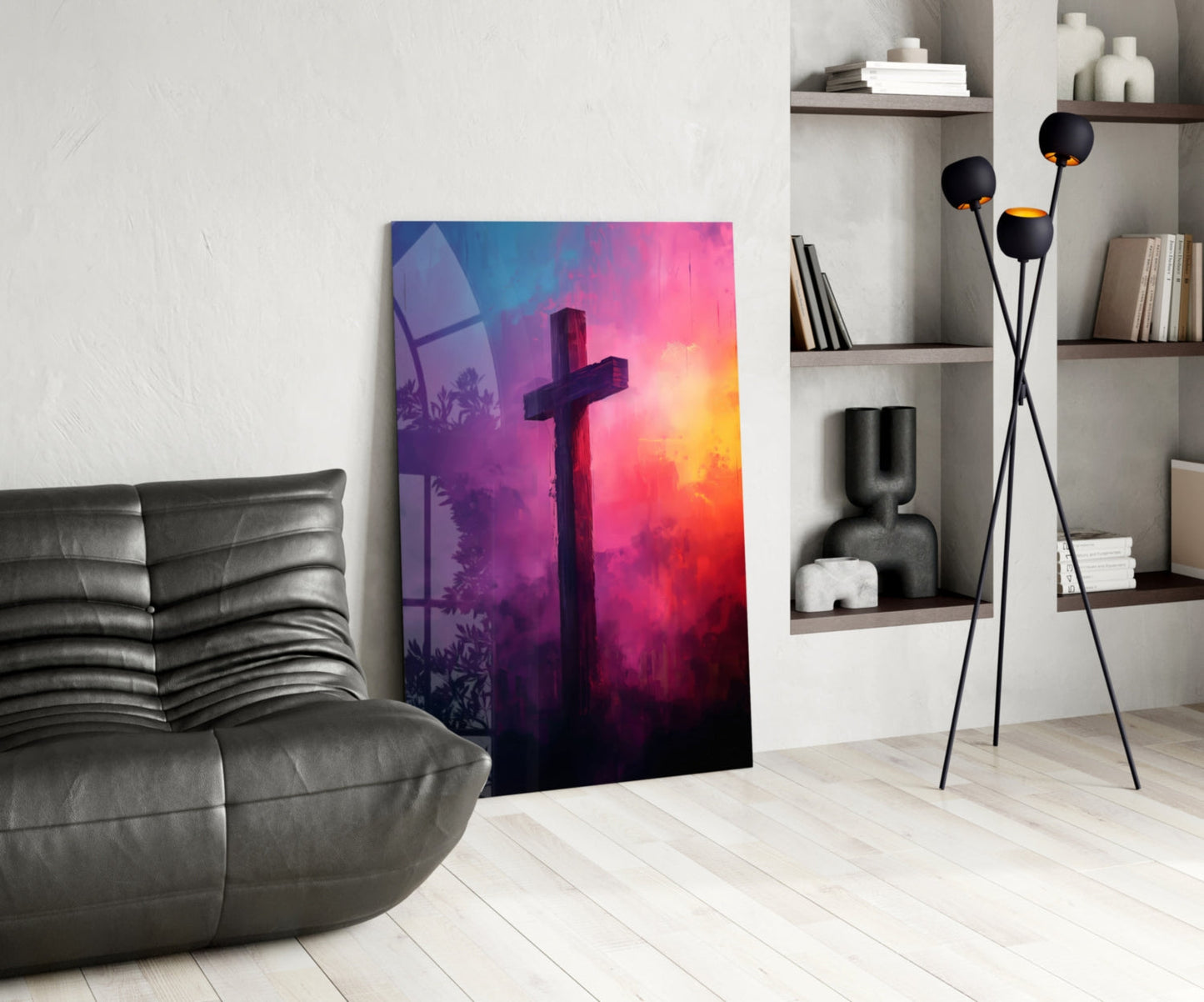 Sunset Cross Glass Wall Art