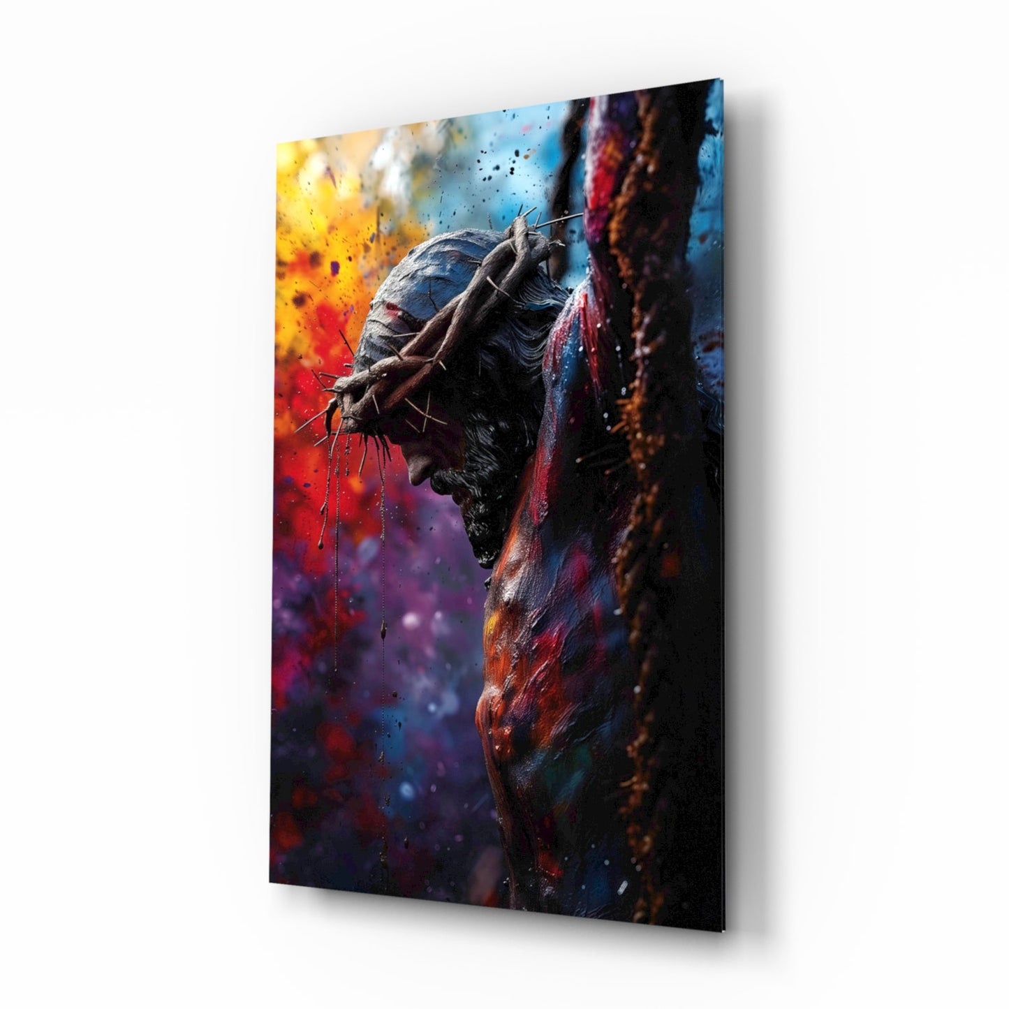 Crown of Thorns Pop Art Cross Glass Wall Art
