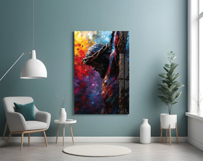 Crown of Thorns Pop Art Cross Glass Wall Art
