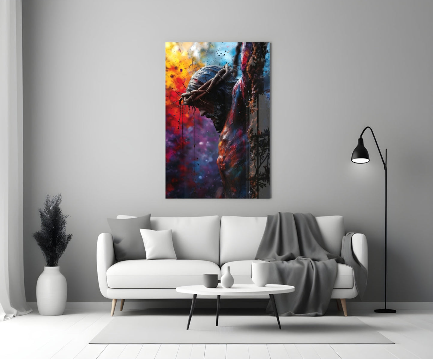 Crown of Thorns Pop Art Cross Glass Wall Art