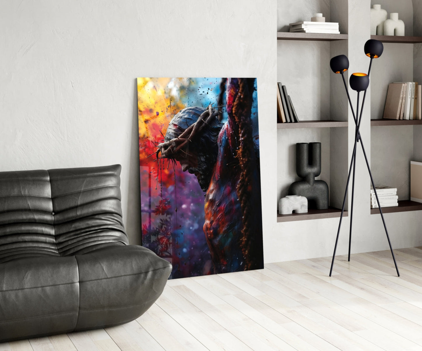 Crown of Thorns Pop Art Cross Glass Wall Art