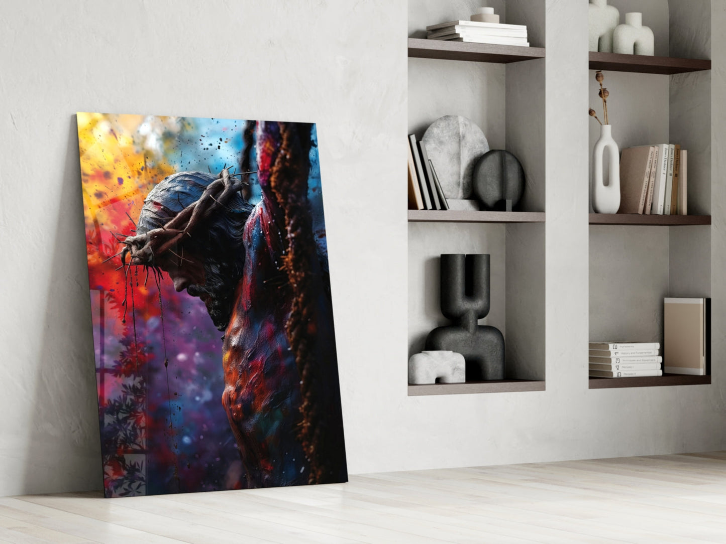 Crown of Thorns Pop Art Cross Glass Wall Art