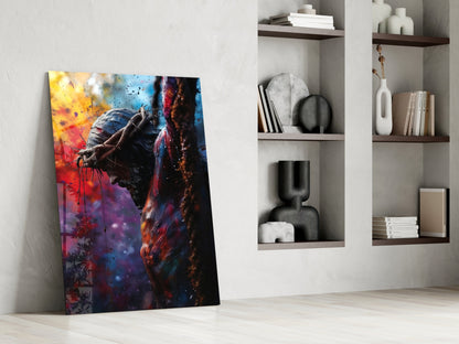 Crown of Thorns Pop Art Cross Glass Wall Art