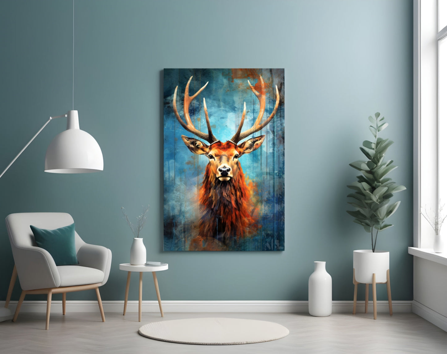 Regal Stag Glass Wall Art