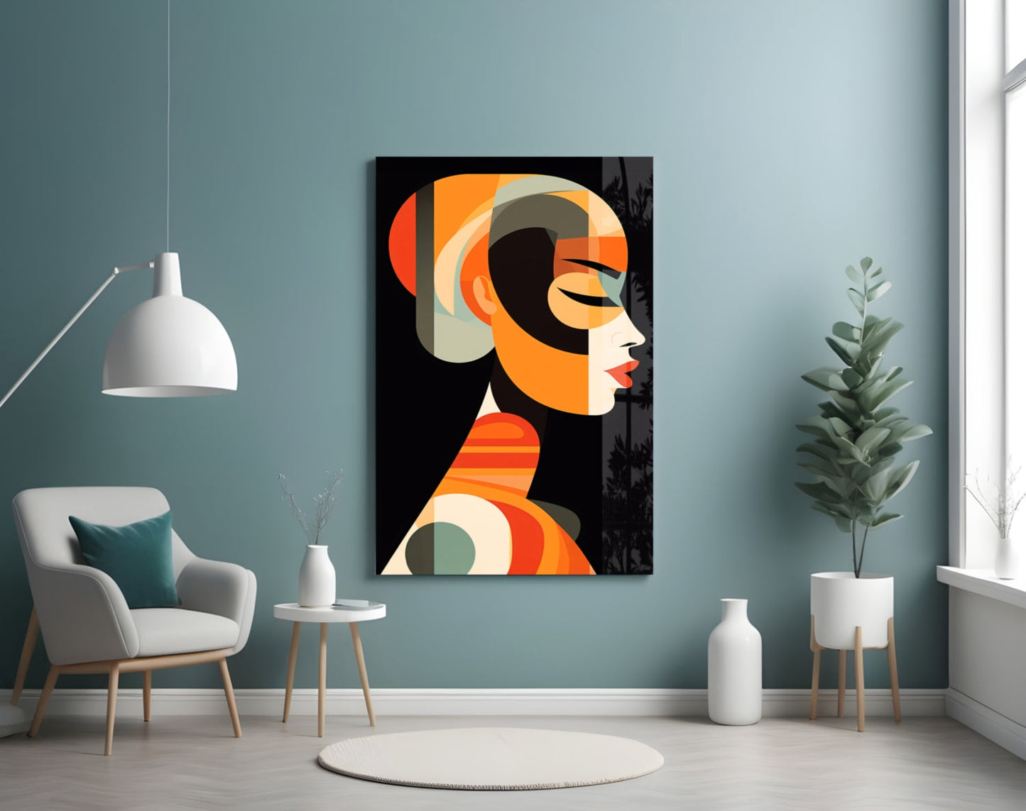 Mid-Century She Glass Wall Art