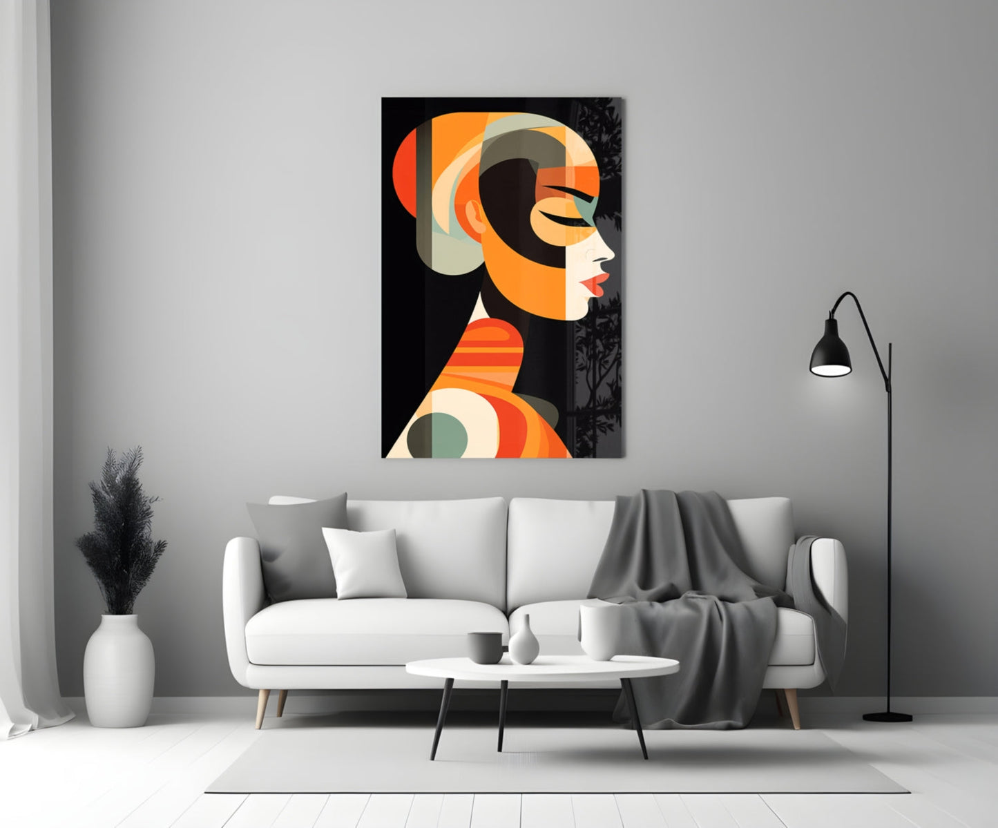 Mid-Century She Glass Wall Art