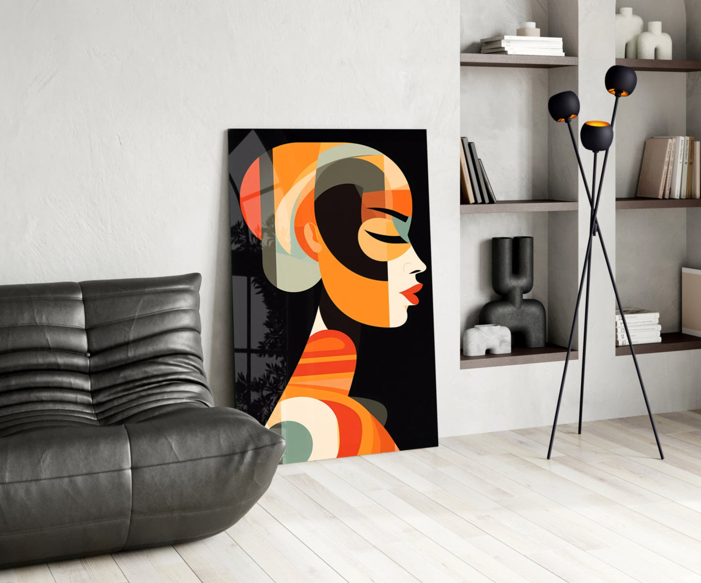 Mid-Century She Glass Wall Art