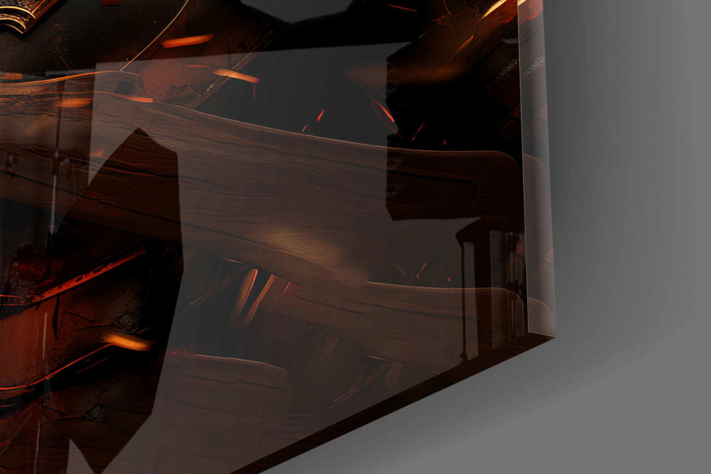 Golden Flame Warrior Glass Wall Art