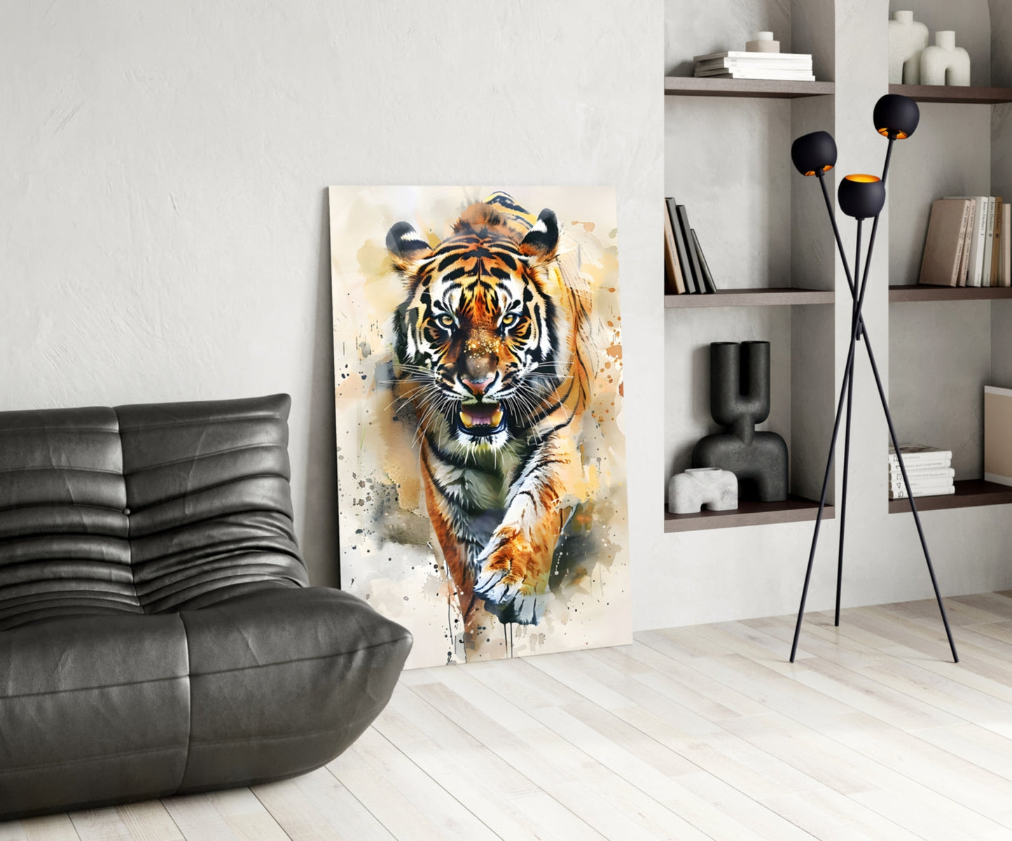 Charging Tiger Glass Wall Art
