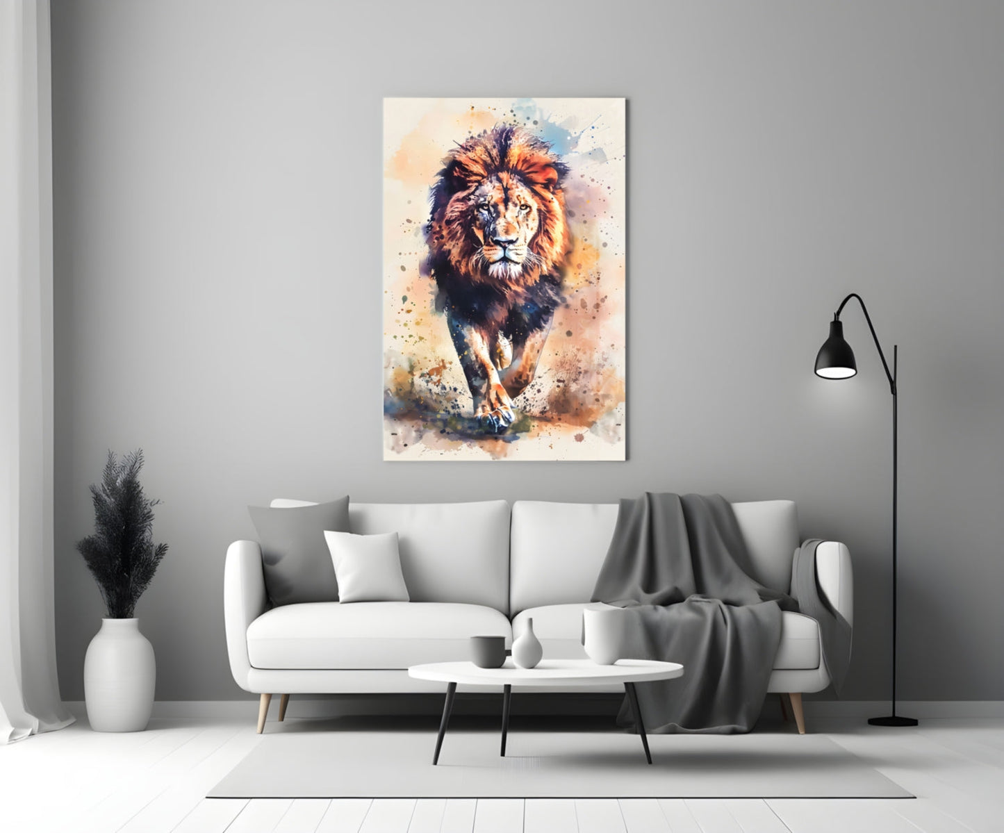 Charging Lion Glass Wall Art