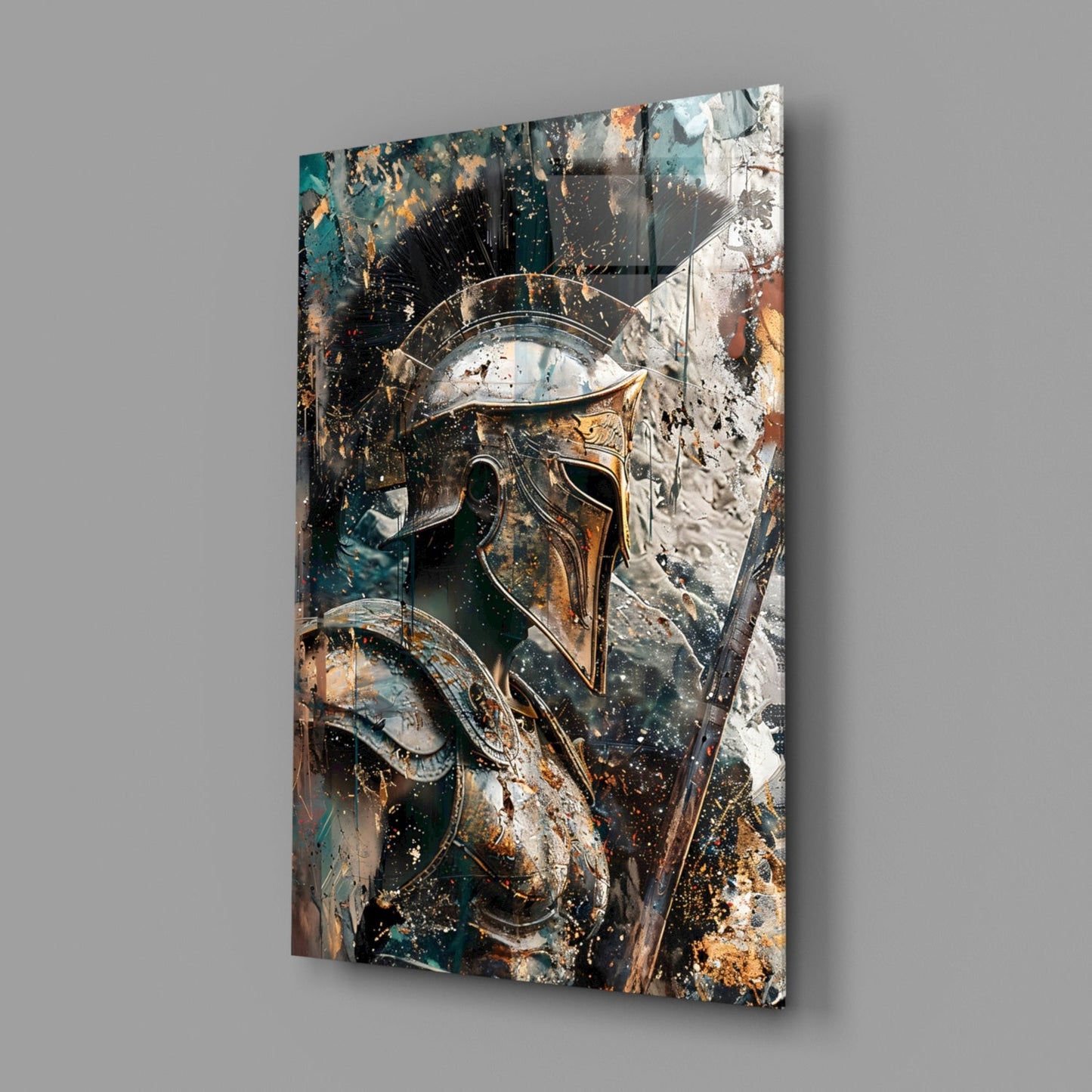 Spartan Helmet Glass Wall Art