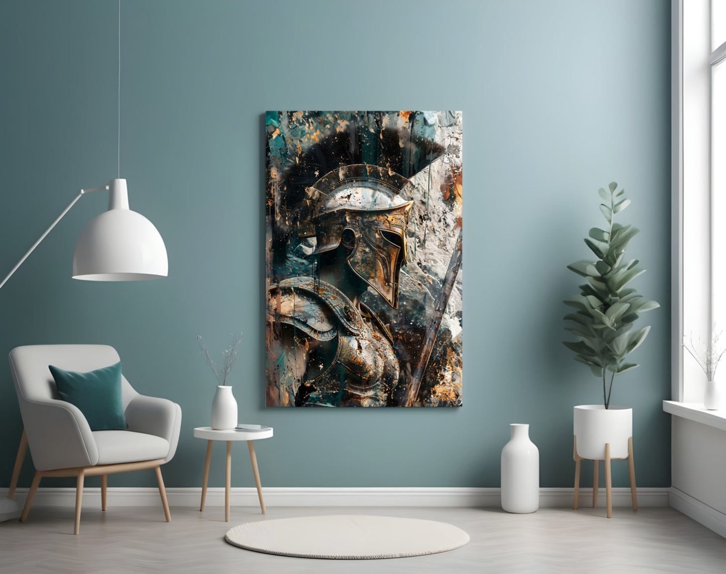 Spartan Helmet Glass Wall Art