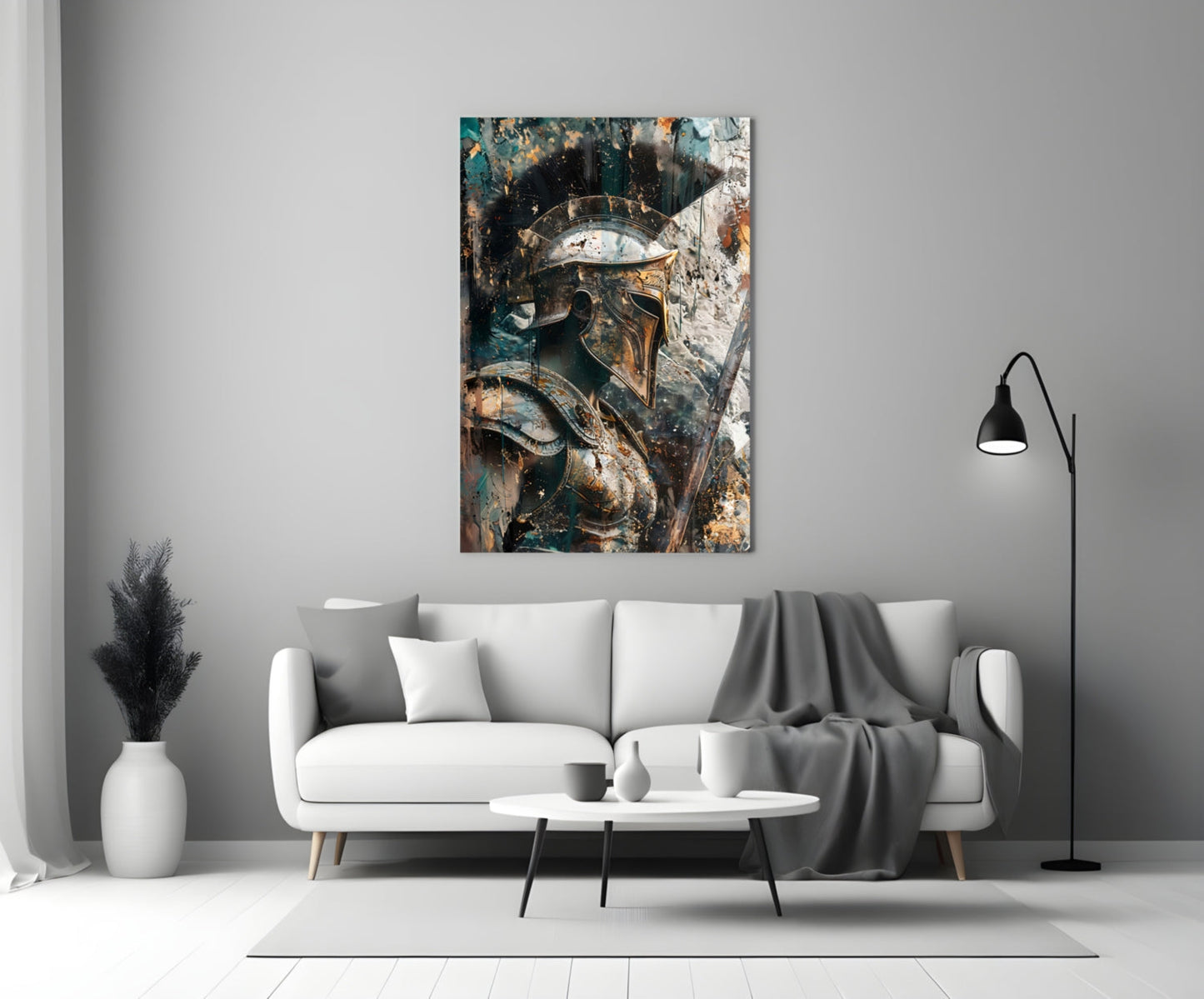 Spartan Helmet Glass Wall Art