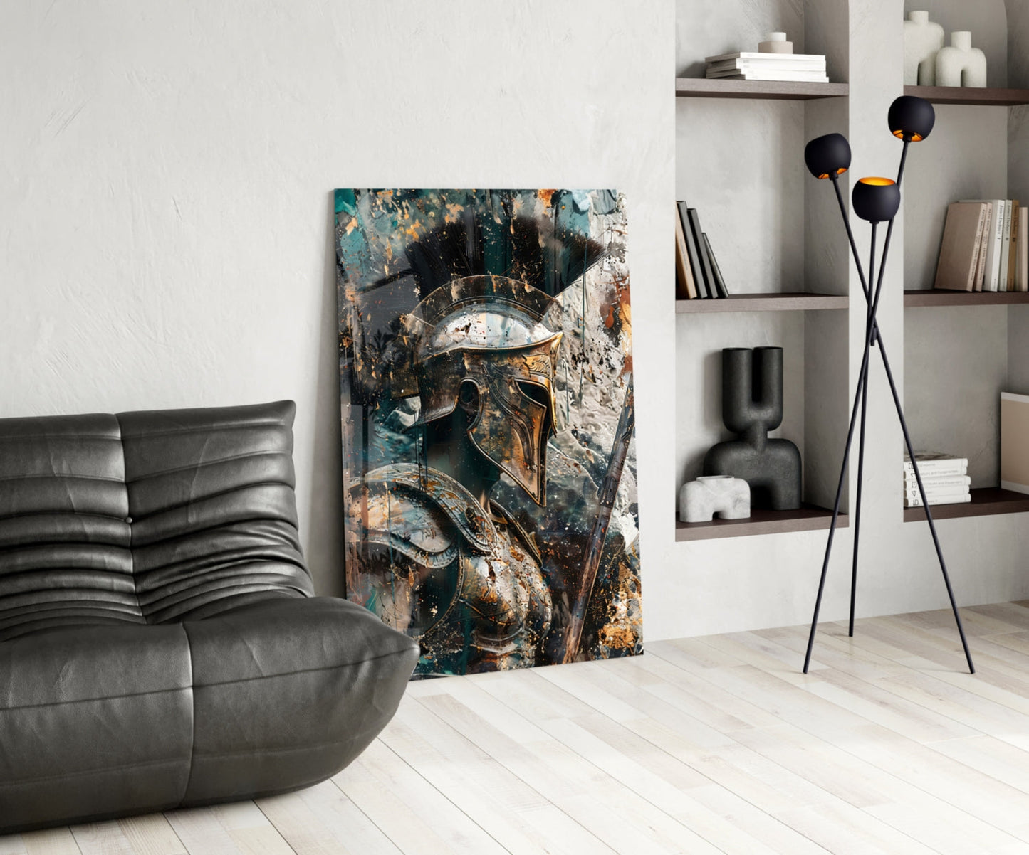 Spartan Helmet Glass Wall Art