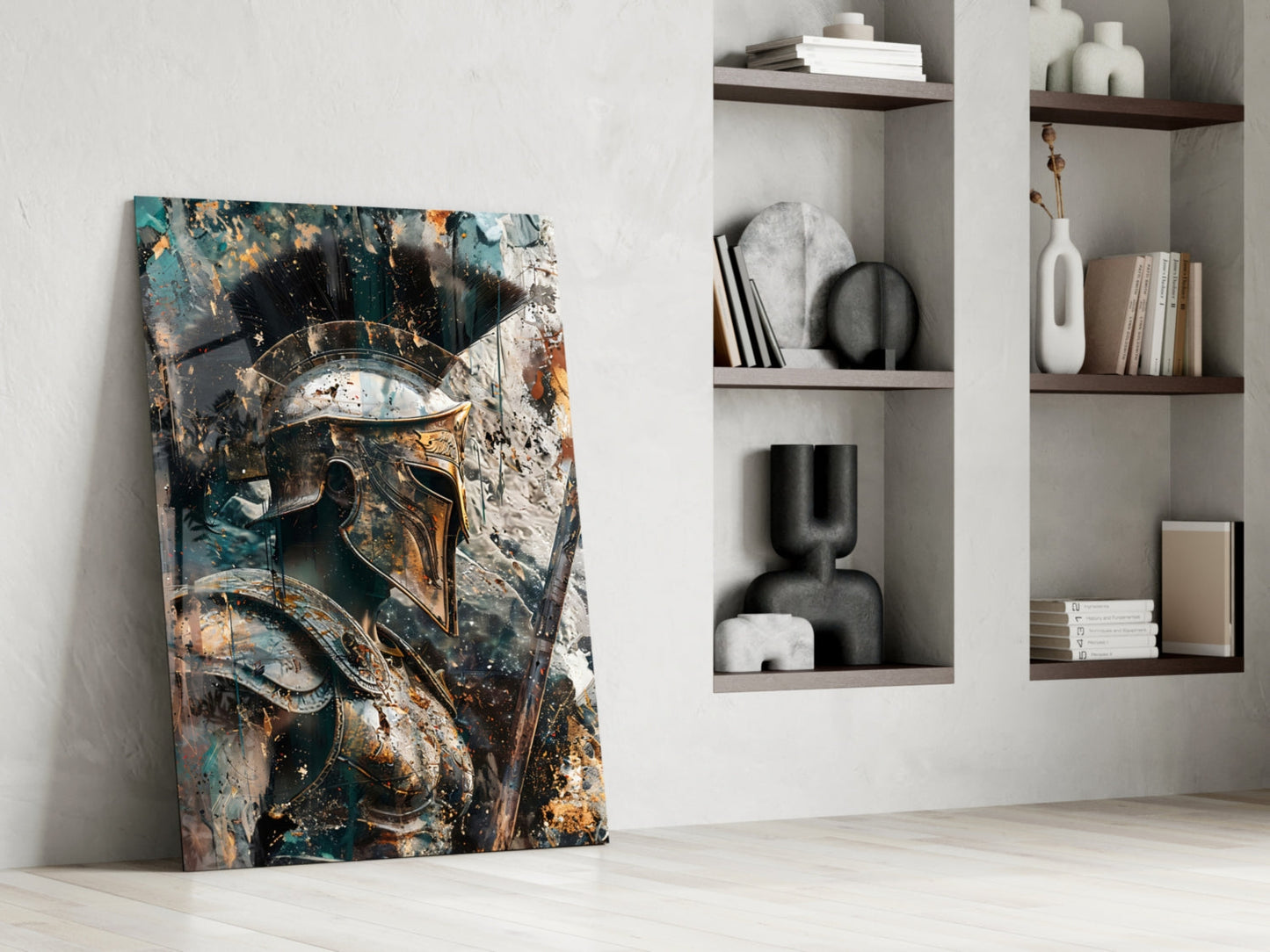 Spartan Helmet Glass Wall Art