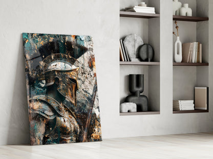 Spartan Helmet Glass Wall Art