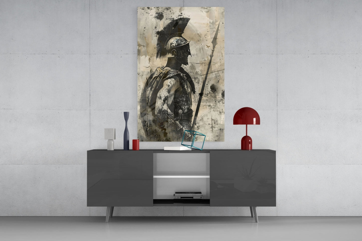 Roman Gladiator Sketch Glass Wall Art