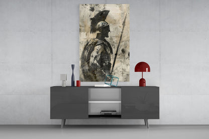 Roman Gladiator Sketch Glass Wall Art