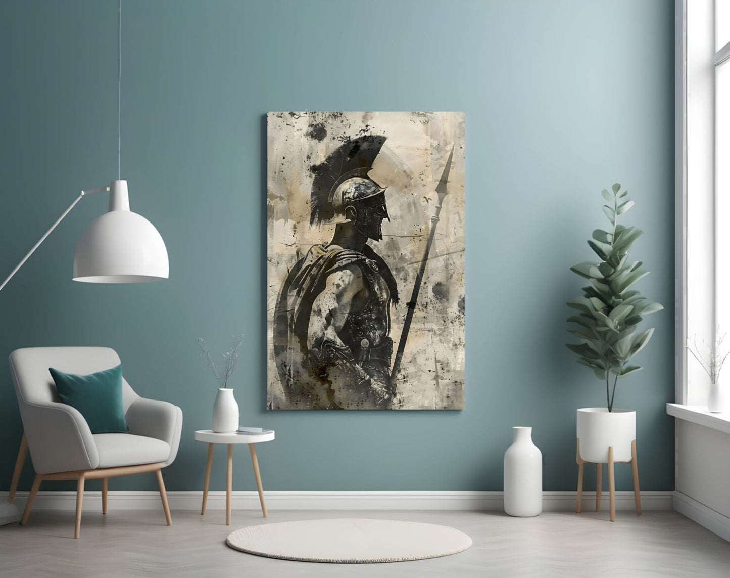 Roman Gladiator Sketch Glass Wall Art