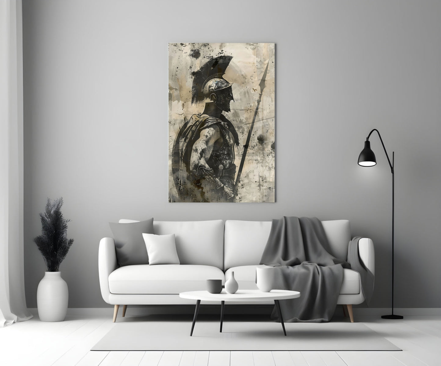 Roman Gladiator Sketch Glass Wall Art